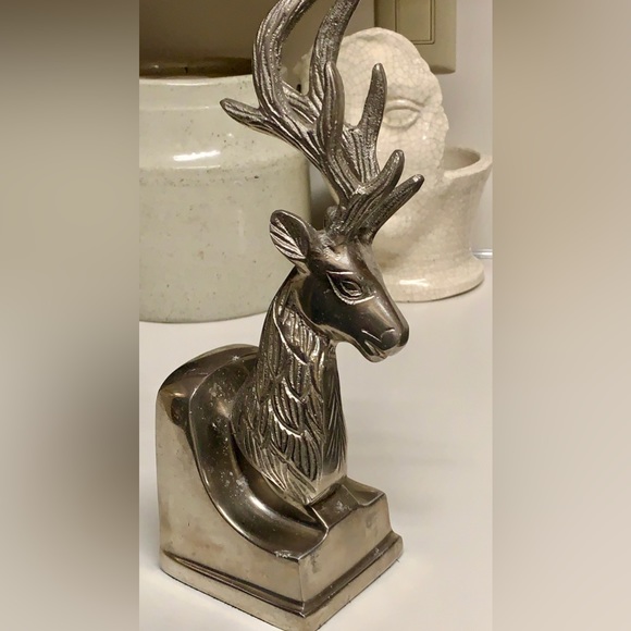 Vintage Silver Tone Buck Stag Antlered Deer Figurine Statuette Paperweight - Picture 13 of 16
